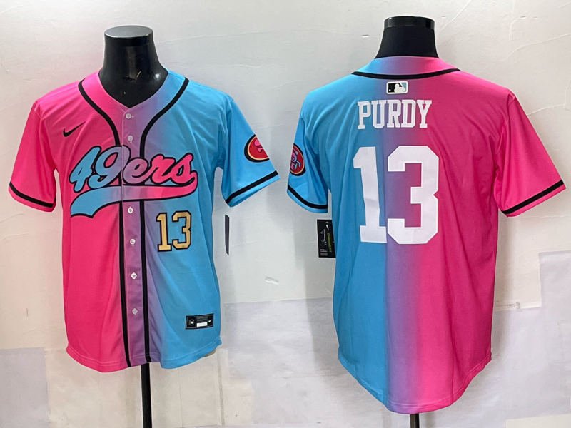 Men San Francisco 49ers 13 Purdy Blue pink Nike Limited NFL 2025 Jersey 007